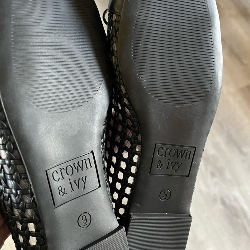 Crown & Ivy Black Woven Flats Size 9 - Picture 5 of 5